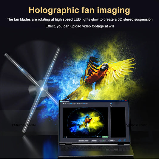 Holographic P50 3D Fan LED Neon Remote Display Wifi Handmade